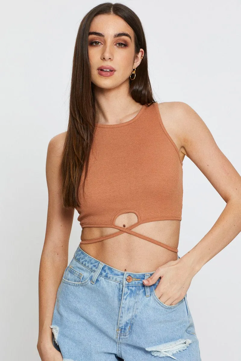 Beige Crop Top sold by Ally Fashion product image thumbnail 4