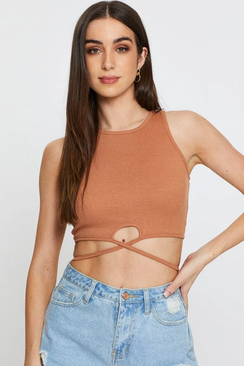 Beige Crop Top sold by Ally Fashion