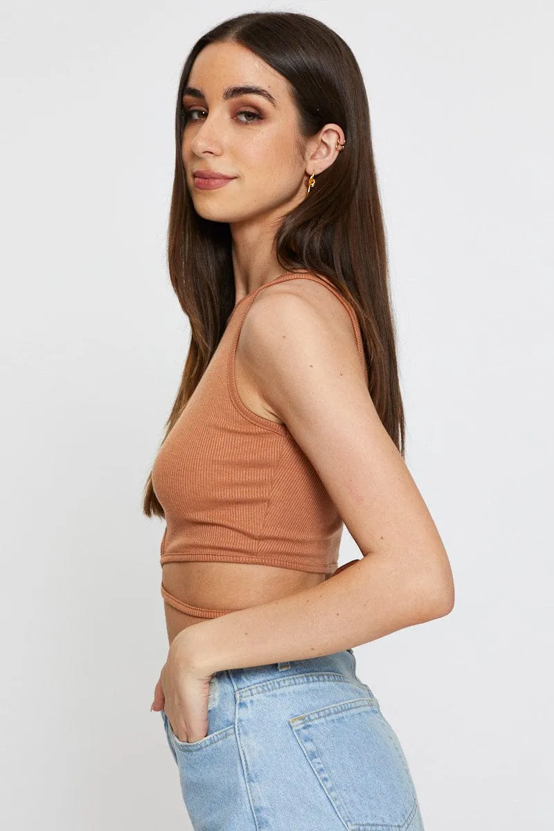 Beige Crop Top sold by Ally Fashion product image thumbnail 3