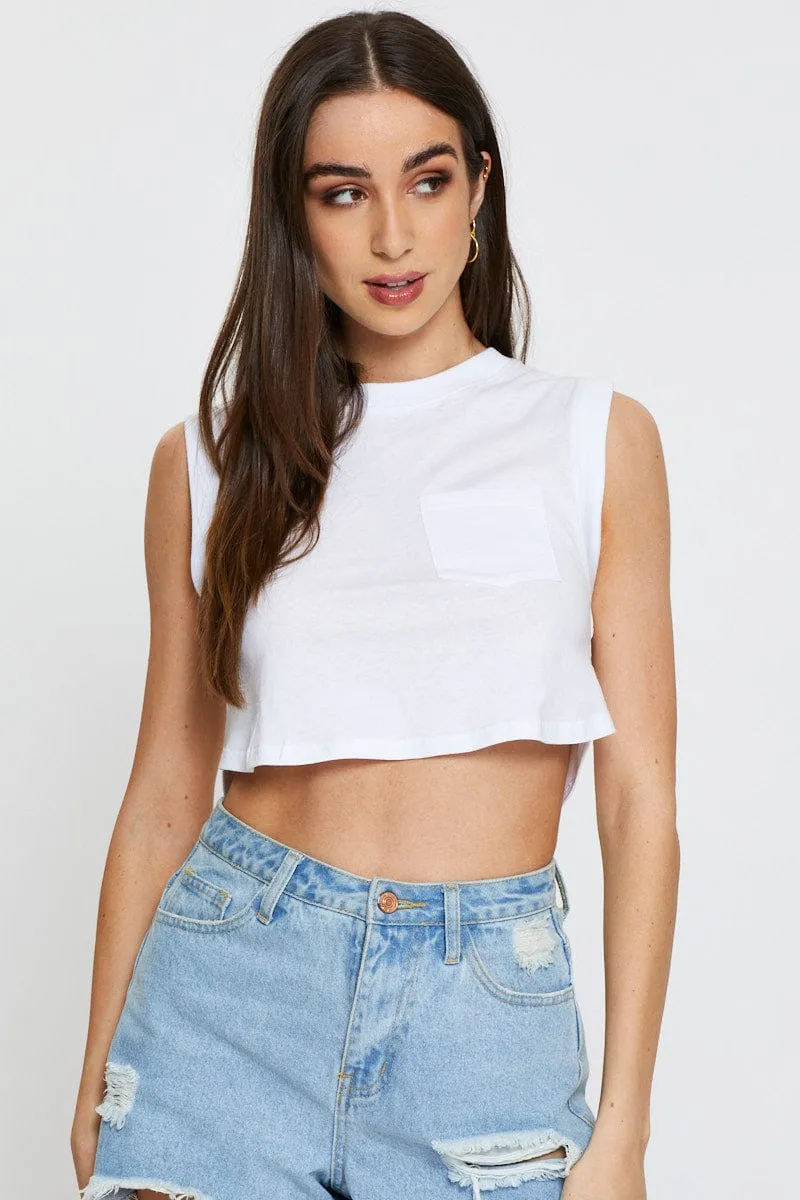 White Crop Top sold by Ally Fashion product image thumbnail 3