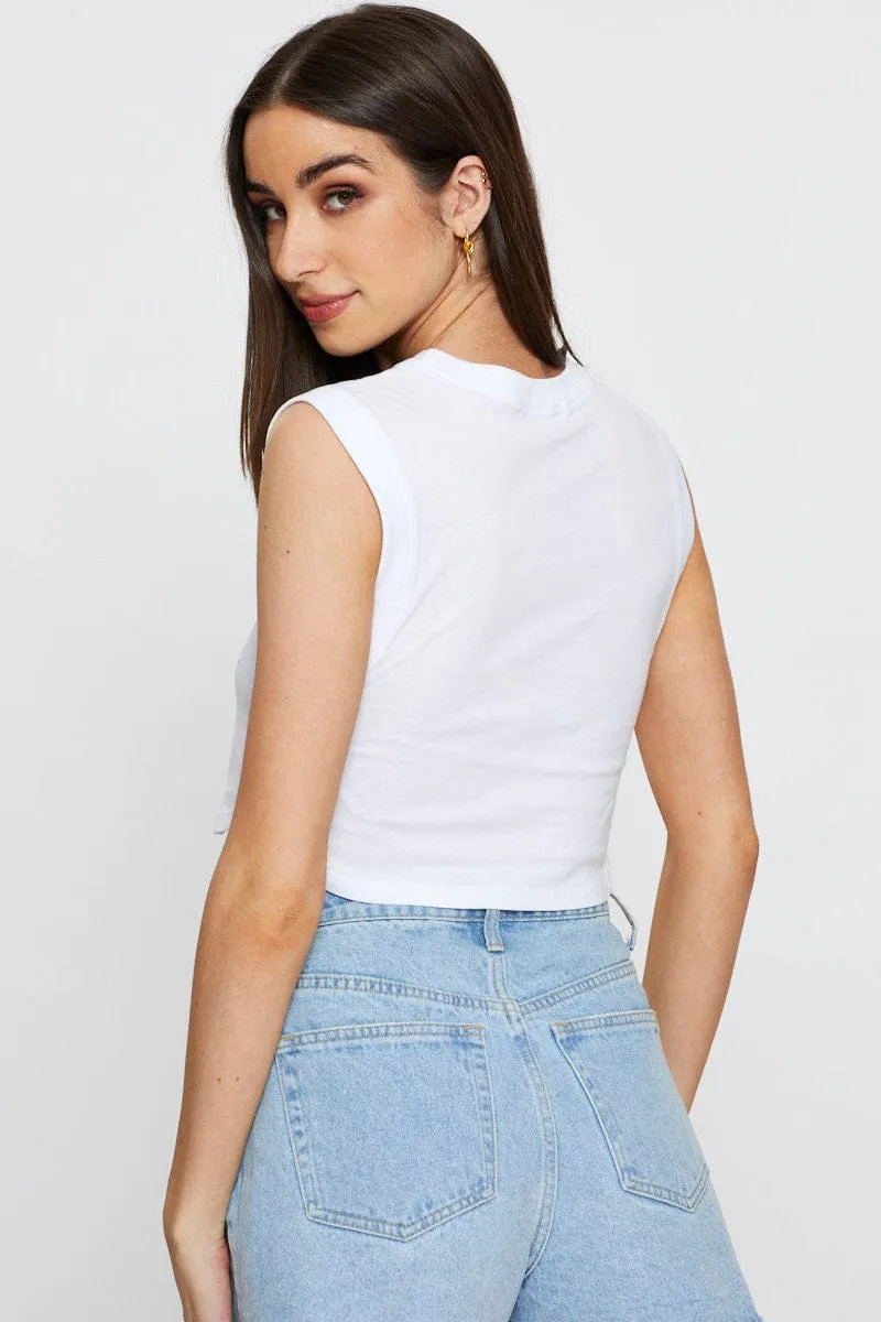 White Crop Top sold by Ally Fashion product image thumbnail 5