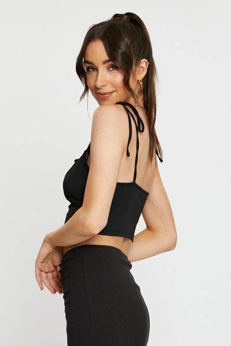 Black Tie Shoulder Top Cami sold by Ally Fashion product image thumbnail 4