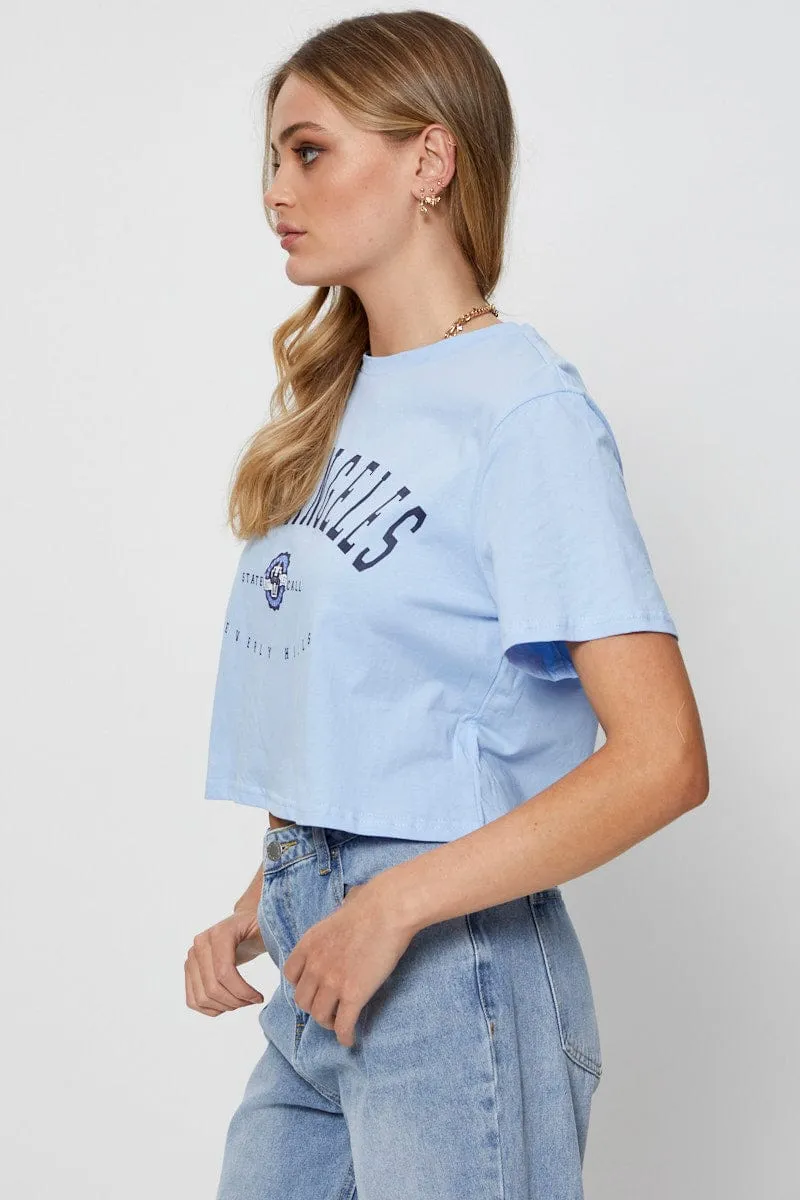 Blue Graphic T-Shirt Short Sleeve Crop sold by Ally Fashion product image thumbnail 4