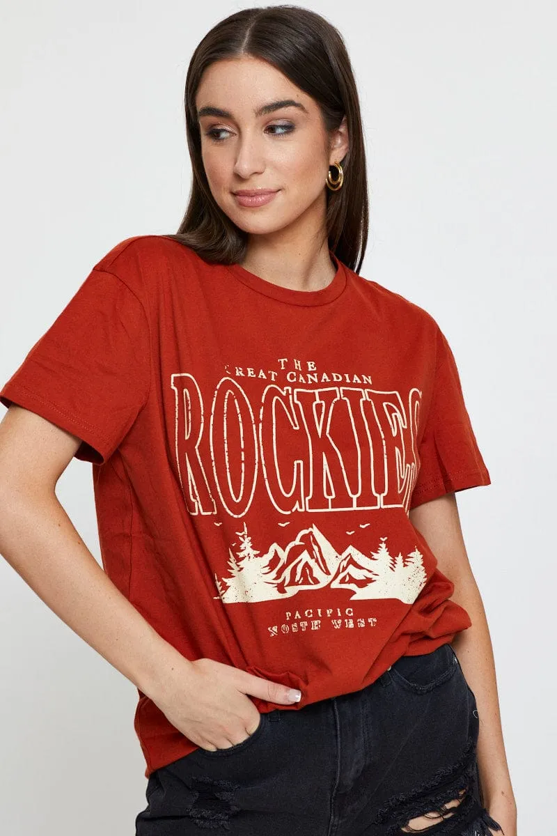 Brown Graphic T Shirt Short Sleeve sold by Ally Fashion product image thumbnail 3