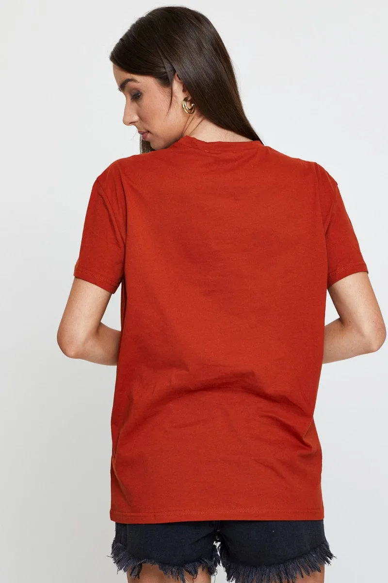 Brown Graphic T Shirt Short Sleeve sold by Ally Fashion product image thumbnail 5