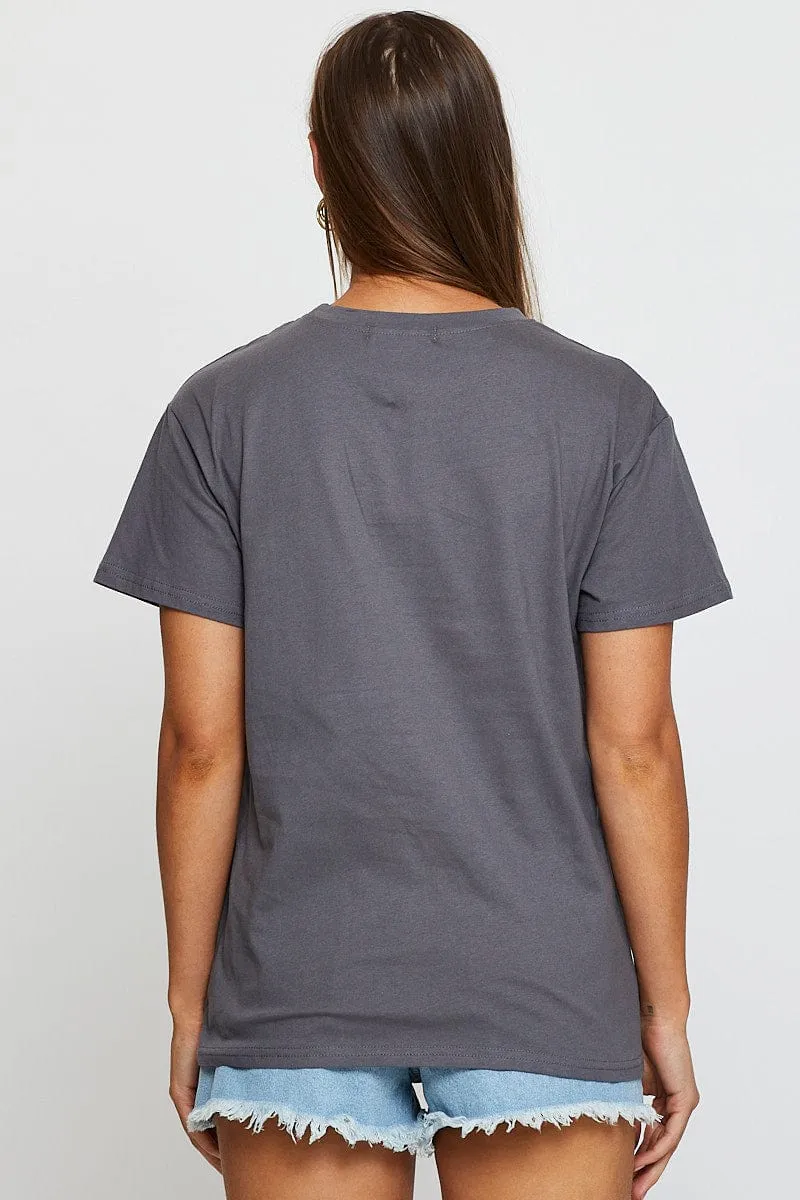Grey Graphic T Shirt Short Sleeve sold by Ally Fashion product image thumbnail 5