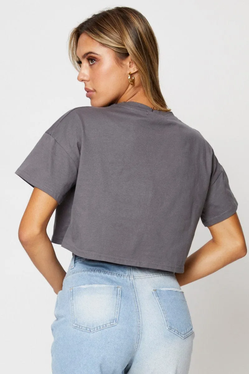 Grey Graphic T Shirt Short Sleeve sold by Ally Fashion product image thumbnail 5