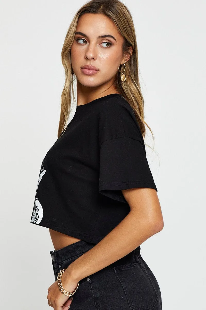 Black Graphic T Shirt Short Sleeve sold by Ally Fashion product image thumbnail 4