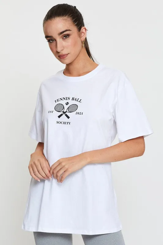 White Graphic T Shirt Short Sleeve Oversized sold by Ally Fashion