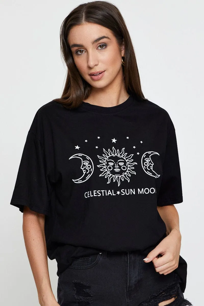 Black Graphic T Shirt Short Sleeve sold by Ally Fashion product image thumbnail 3