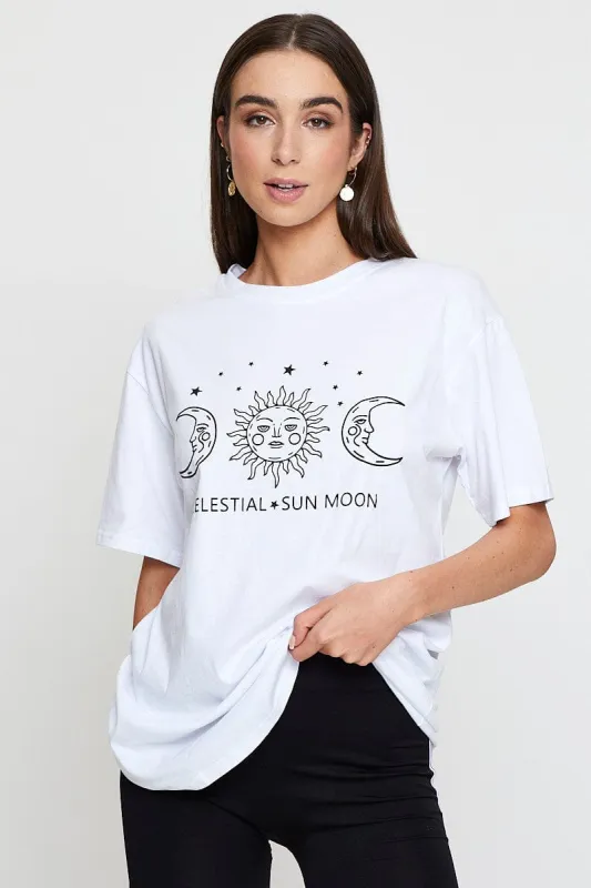 White Graphic T Shirt Short Sleeve sold by Ally Fashion