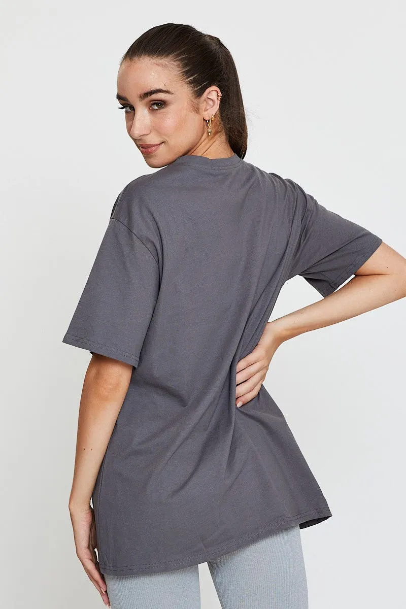 Grey Graphic T Shirt Short Sleeve sold by Ally Fashion product image thumbnail 5