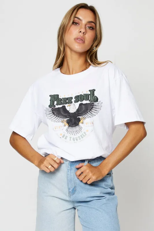 White Graphic T Shirt Short Sleeve sold by Ally Fashion