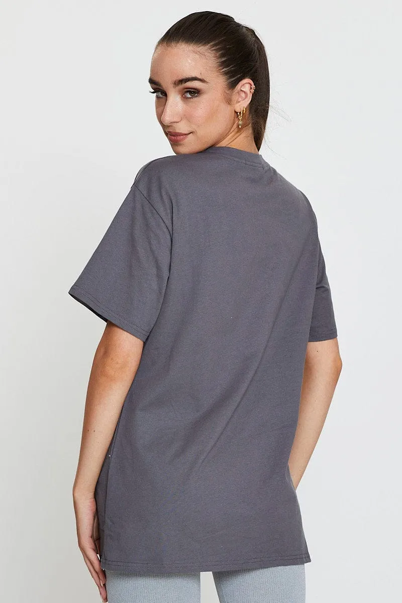 Grey Graphic T Shirt Short Sleeve sold by Ally Fashion product image thumbnail 5