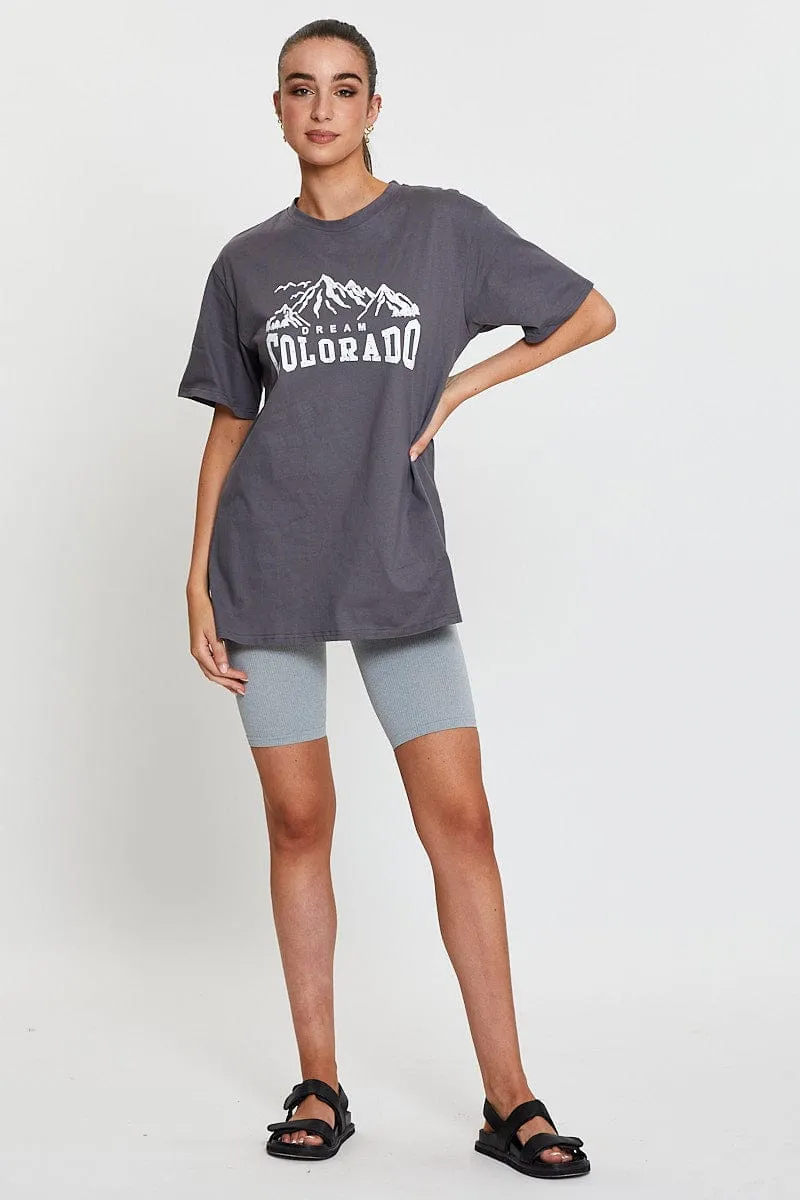 Grey Graphic T Shirt Short Sleeve sold by Ally Fashion product image thumbnail 2