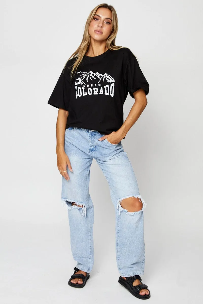 Black Graphic T Shirt Short Sleeve sold by Ally Fashion product image thumbnail 2