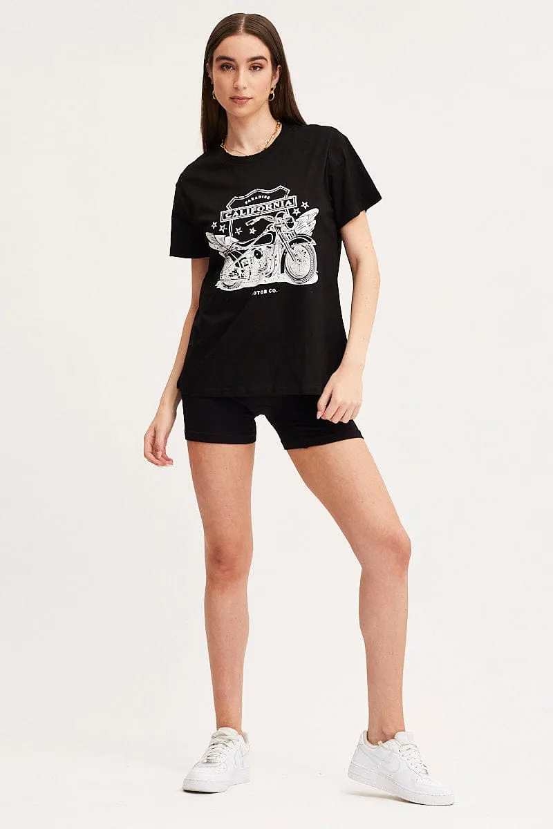 Black Graphic T Shirt Short Sleeve sold by Ally Fashion product image thumbnail 2