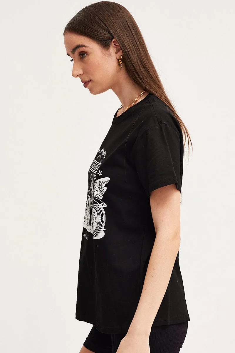 Black Graphic T Shirt Short Sleeve sold by Ally Fashion product image thumbnail 4