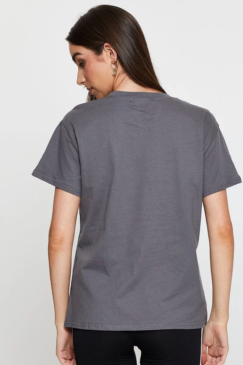 Grey Graphic T Shirt Short Sleeve sold by Ally Fashion product image thumbnail 5