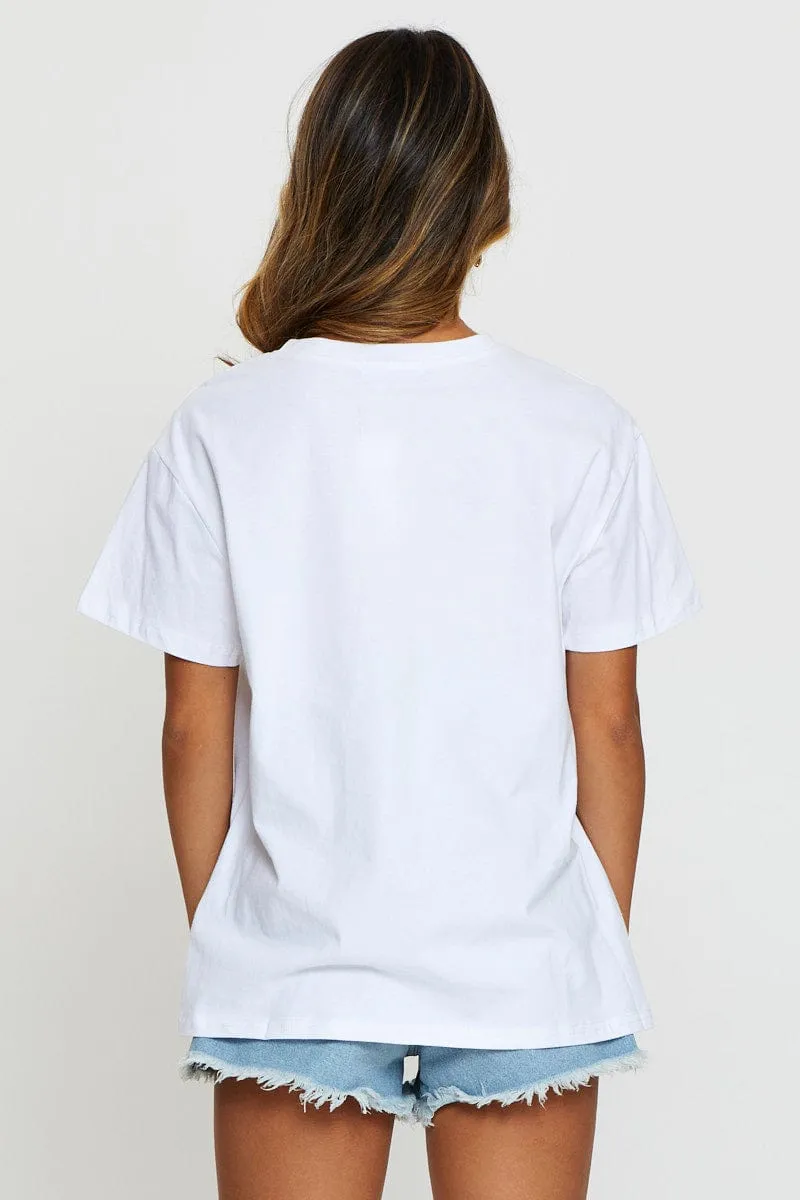 White Graphic T Shirt Short Sleeve sold by Ally Fashion product image thumbnail 5