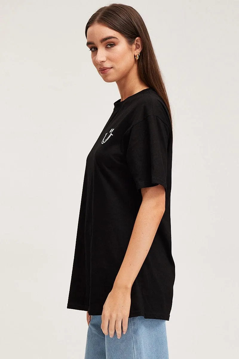 Black Graphic T Shirt Short Sleeve sold by Ally Fashion product image thumbnail 4