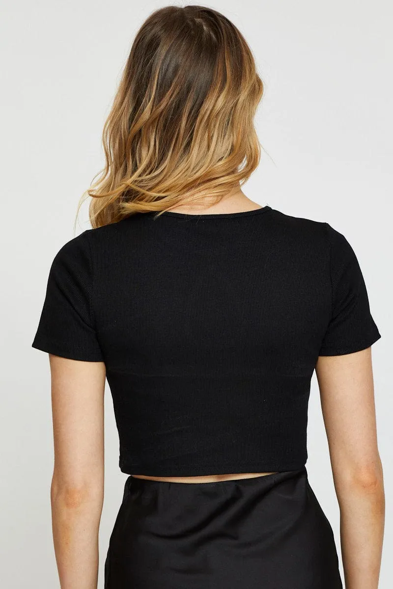 Black Crop Top sold by Ally Fashion product image thumbnail 5