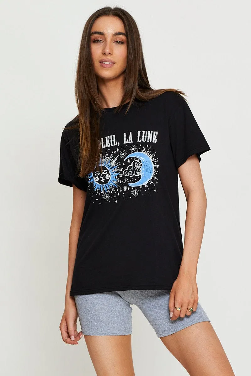 Black Graphic T Shirt Short Sleeve sold by Ally Fashion product image thumbnail 3