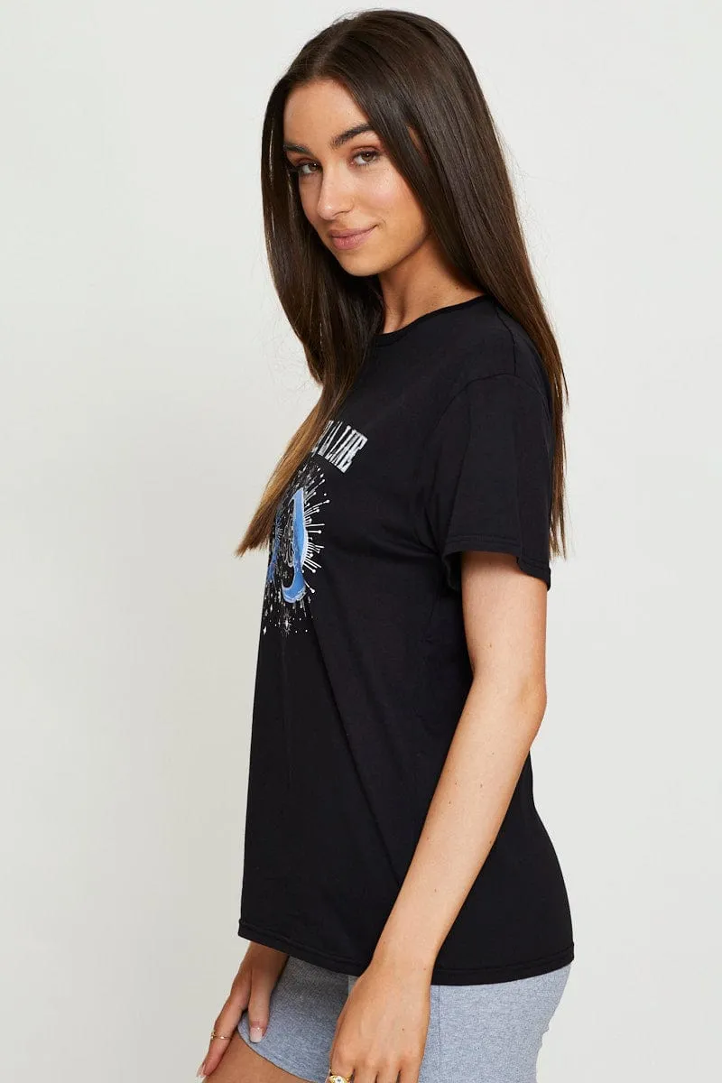 Black Graphic T Shirt Short Sleeve sold by Ally Fashion product image thumbnail 4
