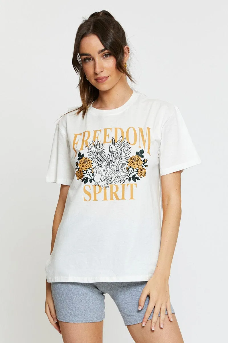 White Graphic T Shirt Short Sleeve sold by Ally Fashion