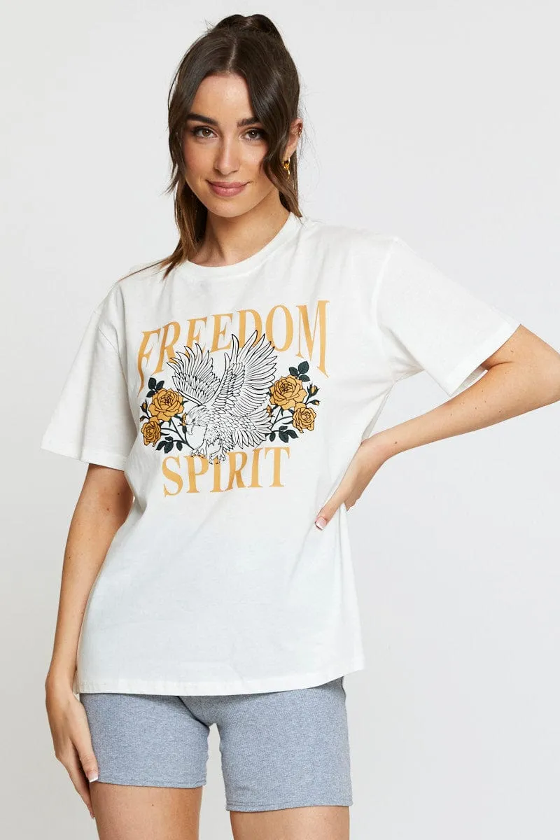 White Graphic T Shirt Short Sleeve sold by Ally Fashion product image thumbnail 3