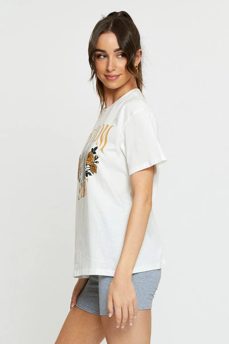 White Graphic T Shirt Short Sleeve sold by Ally Fashion product image thumbnail 4