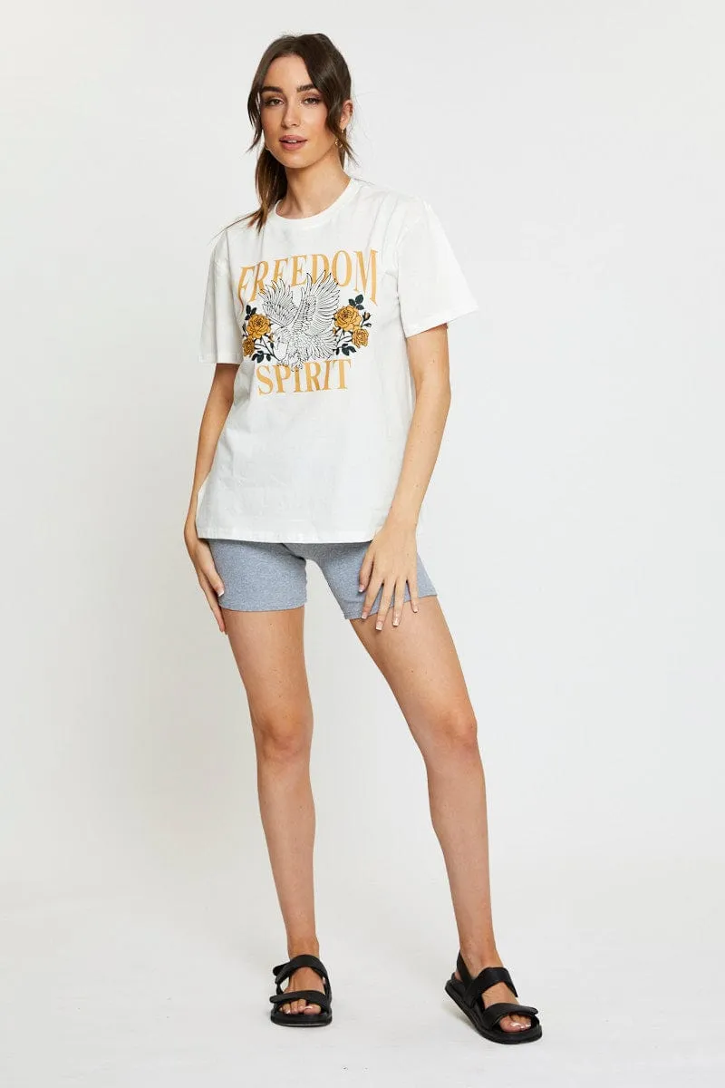 White Graphic T Shirt Short Sleeve sold by Ally Fashion product image thumbnail 2