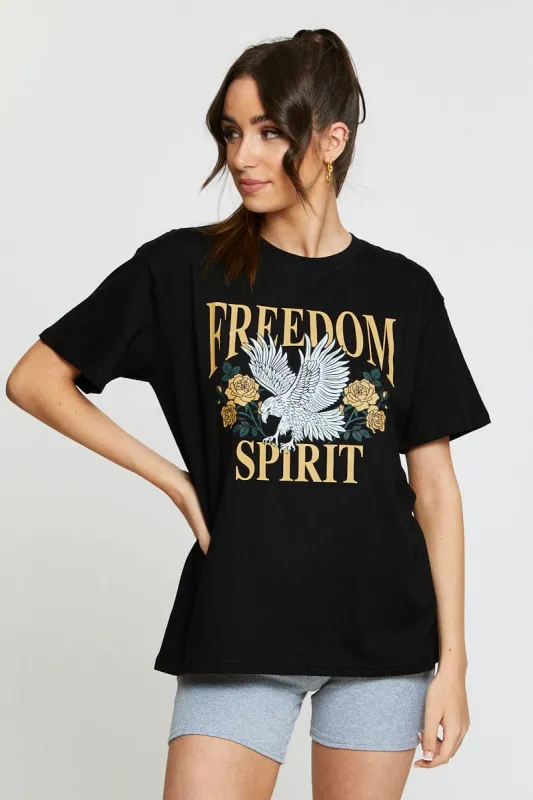 Black Graphic T Shirt Short Sleeve made by Ally Fashion