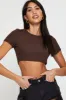 Brown Rib Crop Top Short Sleeve sold by Ally Fashion