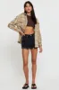 Brown Rib Crop Top Short Sleeve sold by Ally Fashion