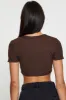 Brown Rib Crop Top Short Sleeve sold by Ally Fashion