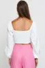 White Ruched Crop Top Long Sleeve sold by Ally Fashion