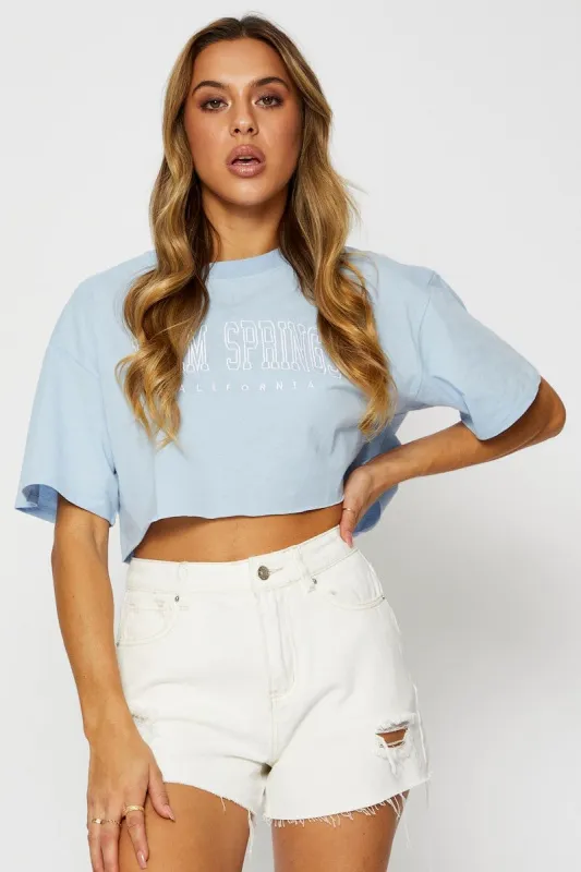 Blue Graphic T Shirt Short Sleeve Crop sold by Ally Fashion