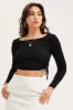 Black Rib Top Long Sleeve sold by Ally Fashion