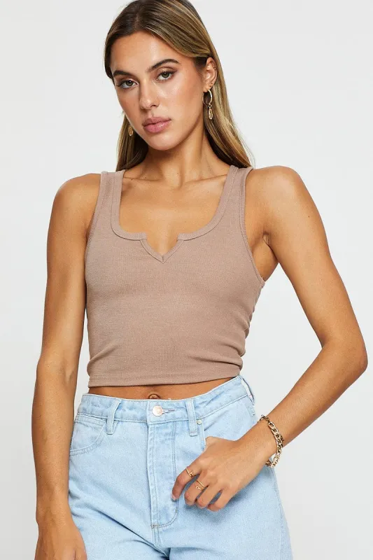 Brown Jersey Top sold by Ally Fashion