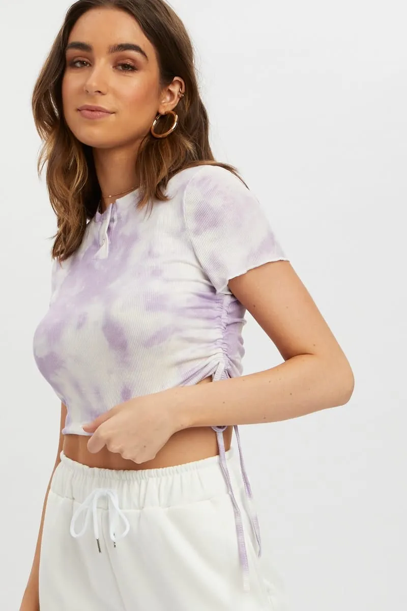 Purple Tie Dye Drawstring Top sold by Ally Fashion product image thumbnail 4