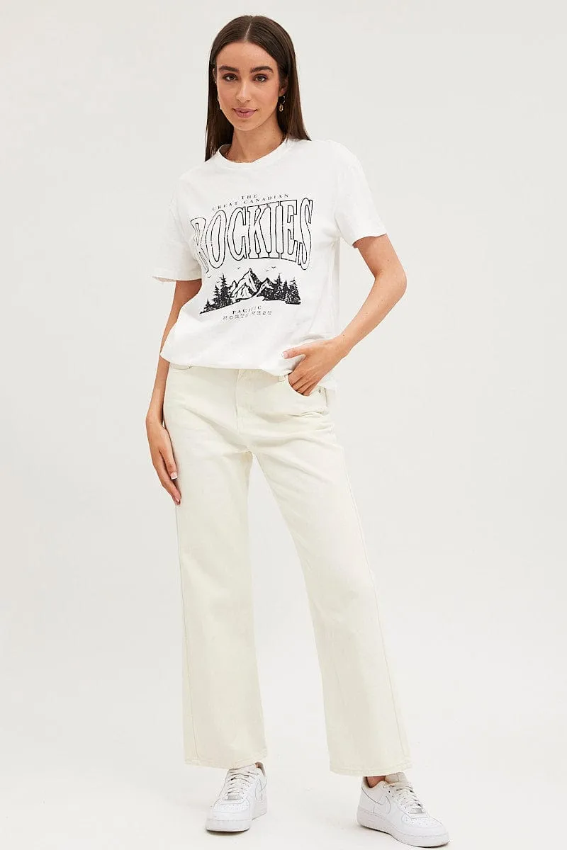 White Graphic T Shirt Short Sleeve sold by Ally Fashion product image thumbnail 2