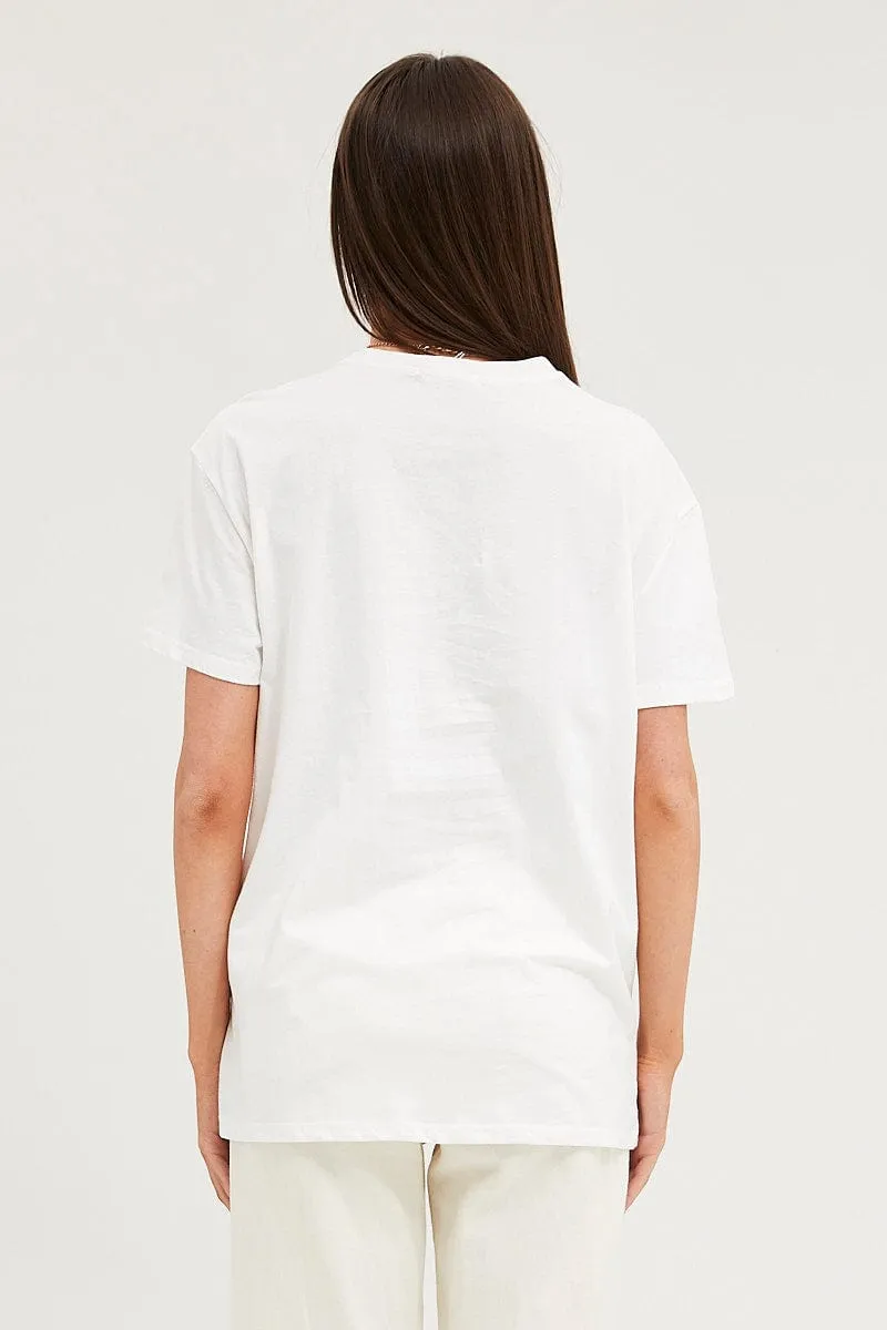 White Graphic T Shirt Short Sleeve sold by Ally Fashion product image thumbnail 5