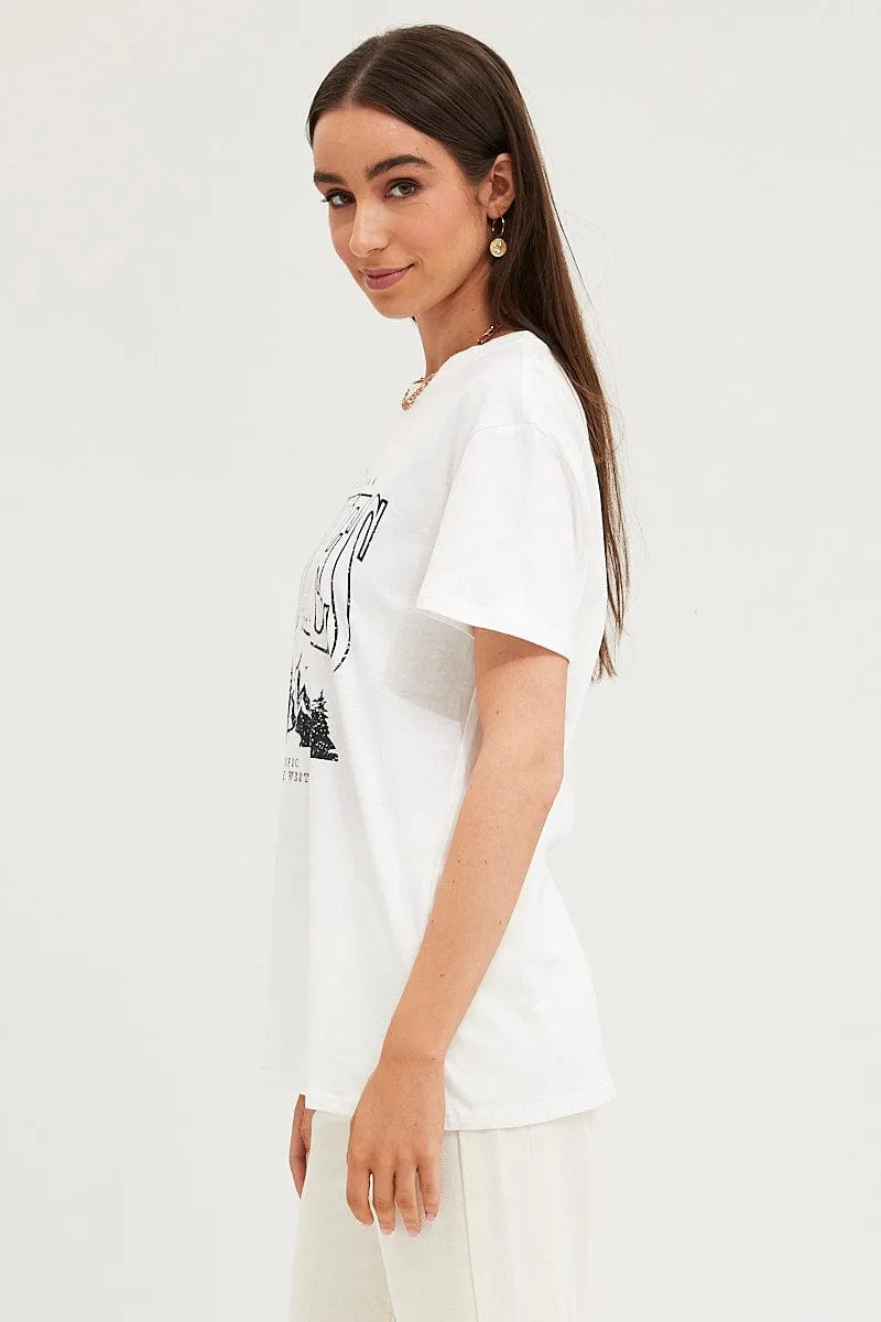 White Graphic T Shirt Short Sleeve sold by Ally Fashion product image thumbnail 4