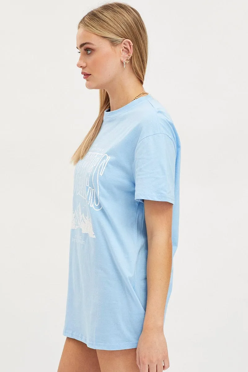 Blue Graphic T Shirt Short Sleeve sold by Ally Fashion product image thumbnail 5