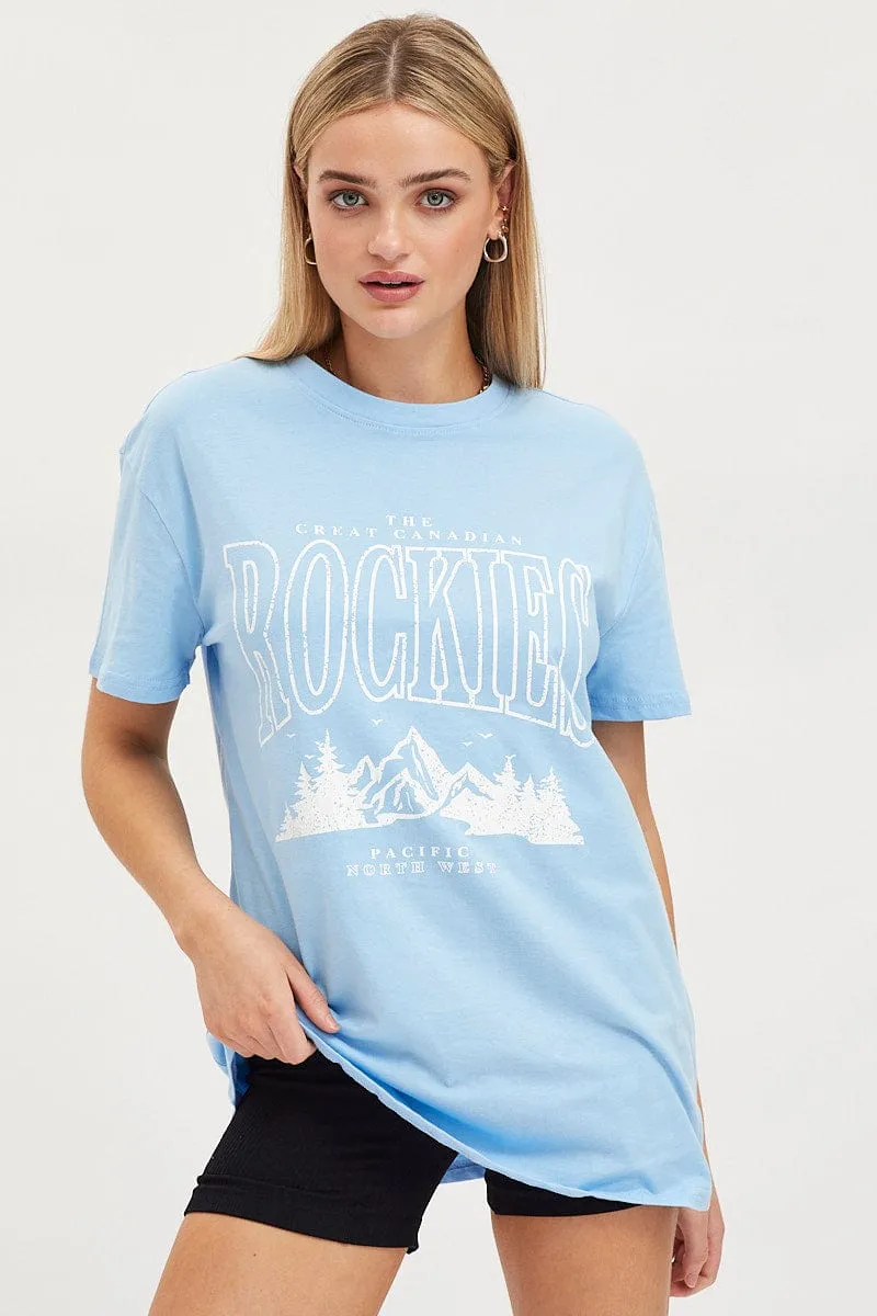 Blue Graphic T Shirt Short Sleeve sold by Ally Fashion product image thumbnail 3