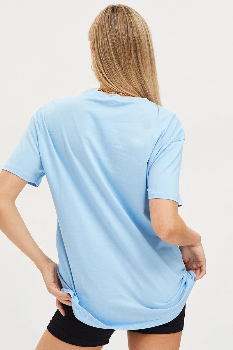 Blue Graphic T Shirt Short Sleeve sold by Ally Fashion product image thumbnail 4