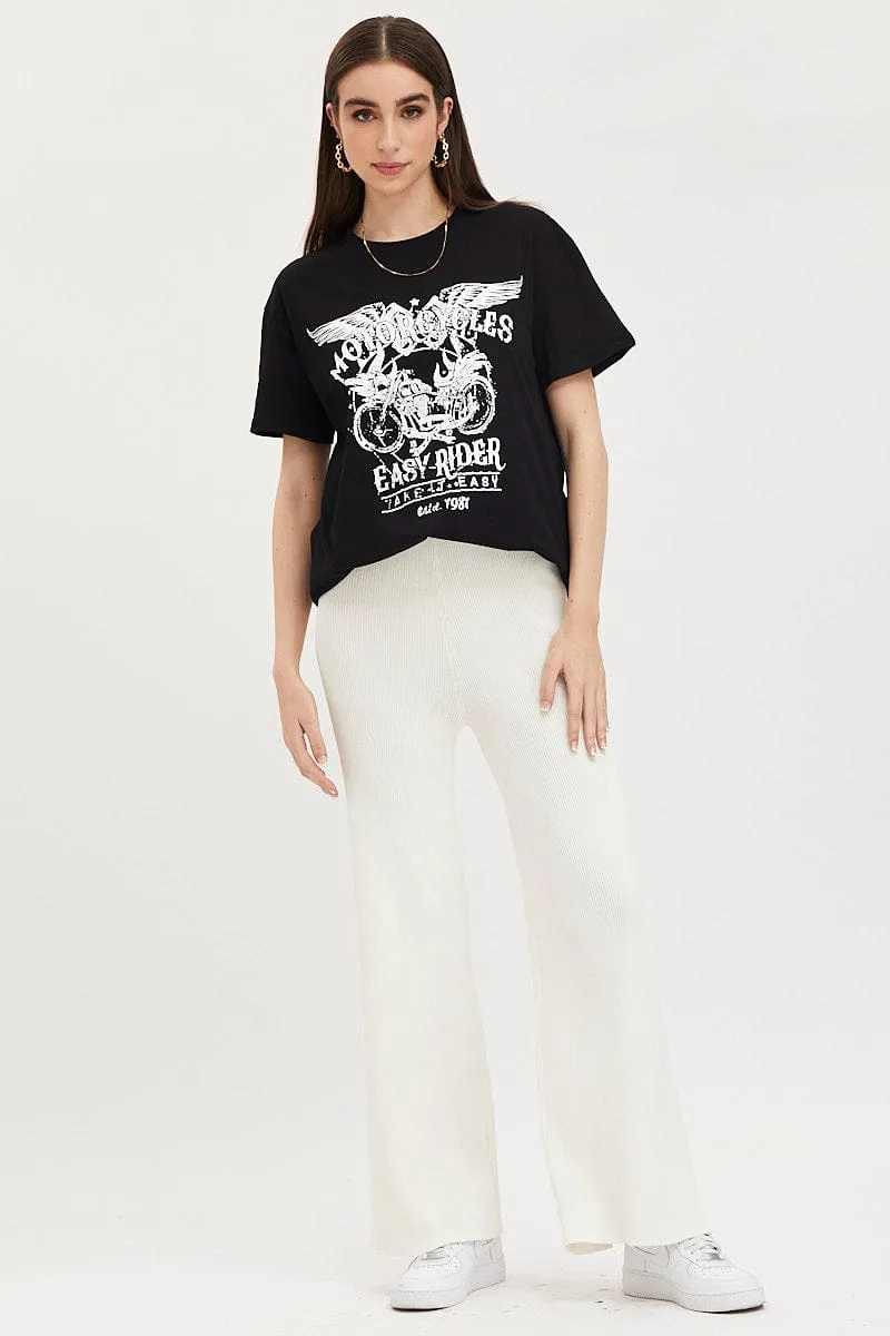 Black Graphic T-Shirt Short Sleeve sold by Ally Fashion product image thumbnail 2