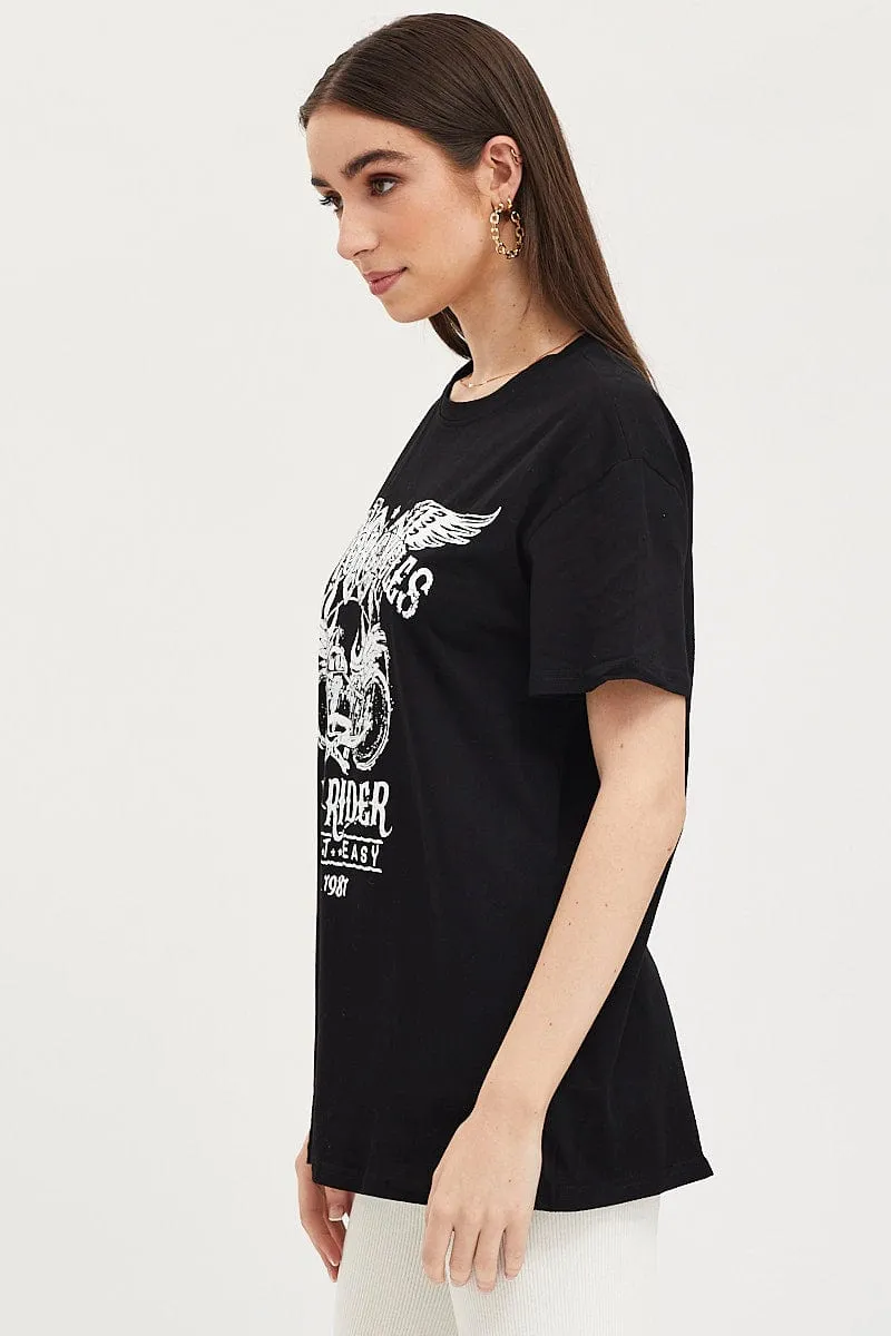 Black Graphic T-Shirt Short Sleeve sold by Ally Fashion product image thumbnail 4
