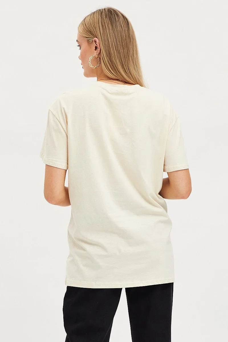Beige Graphic T Shirt Short Sleeve sold by Ally Fashion product image thumbnail 5